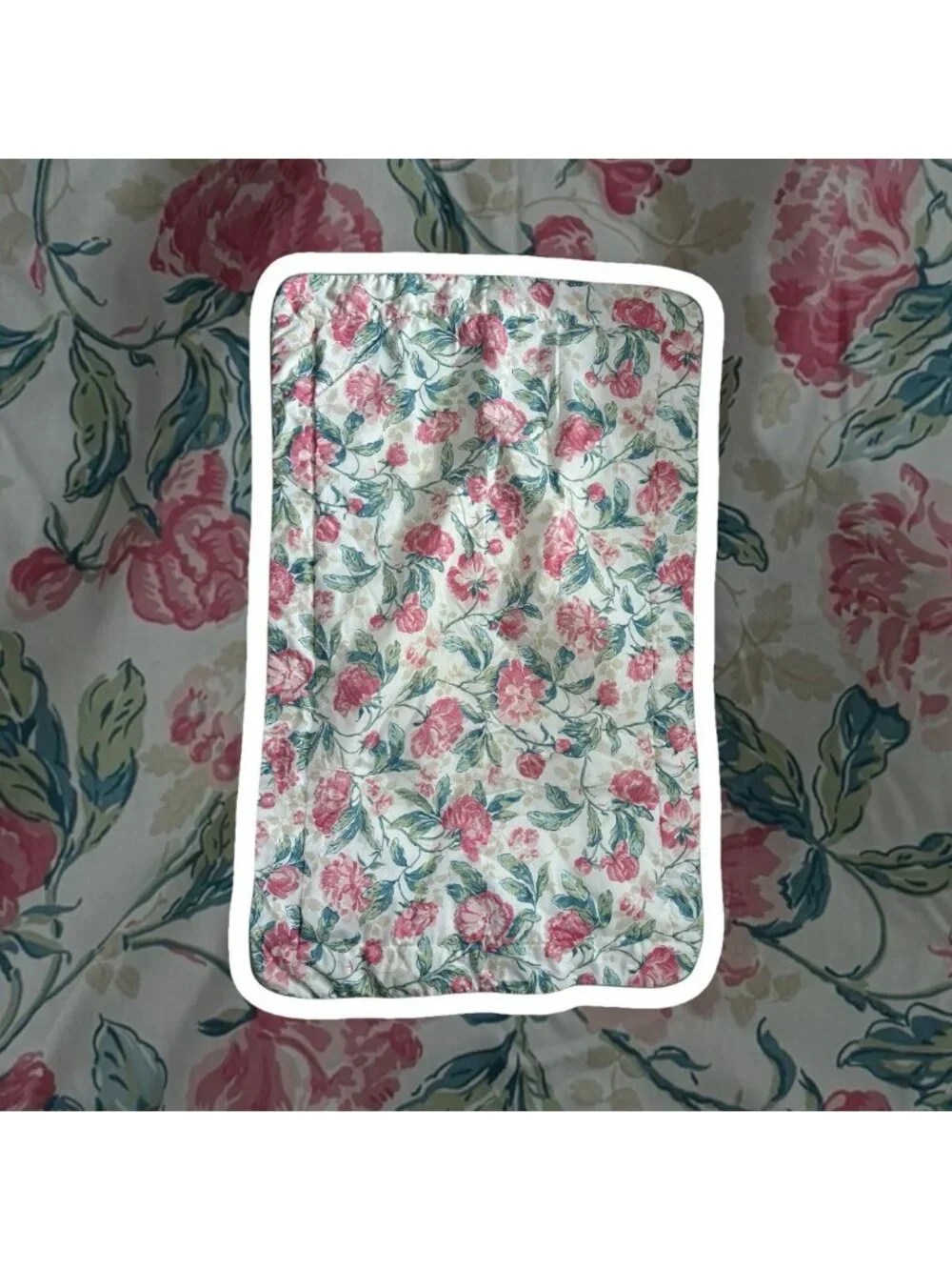 Vtg 90s Laura Ashley King Sham Peony Floral Print 24 x 40 USA Romantic